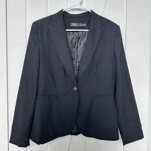 Zara Women's Black Blazer Single Button‎ Size 8 100% Polyester